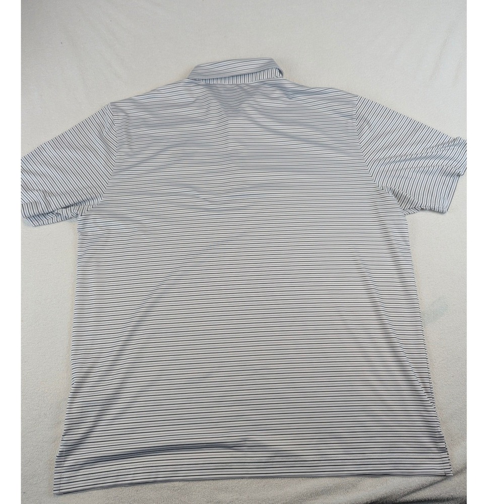 Ahead USA Mens The Long Bay Club Striped Golf Polo Shirt White Blue Large - Picture 4 of 10